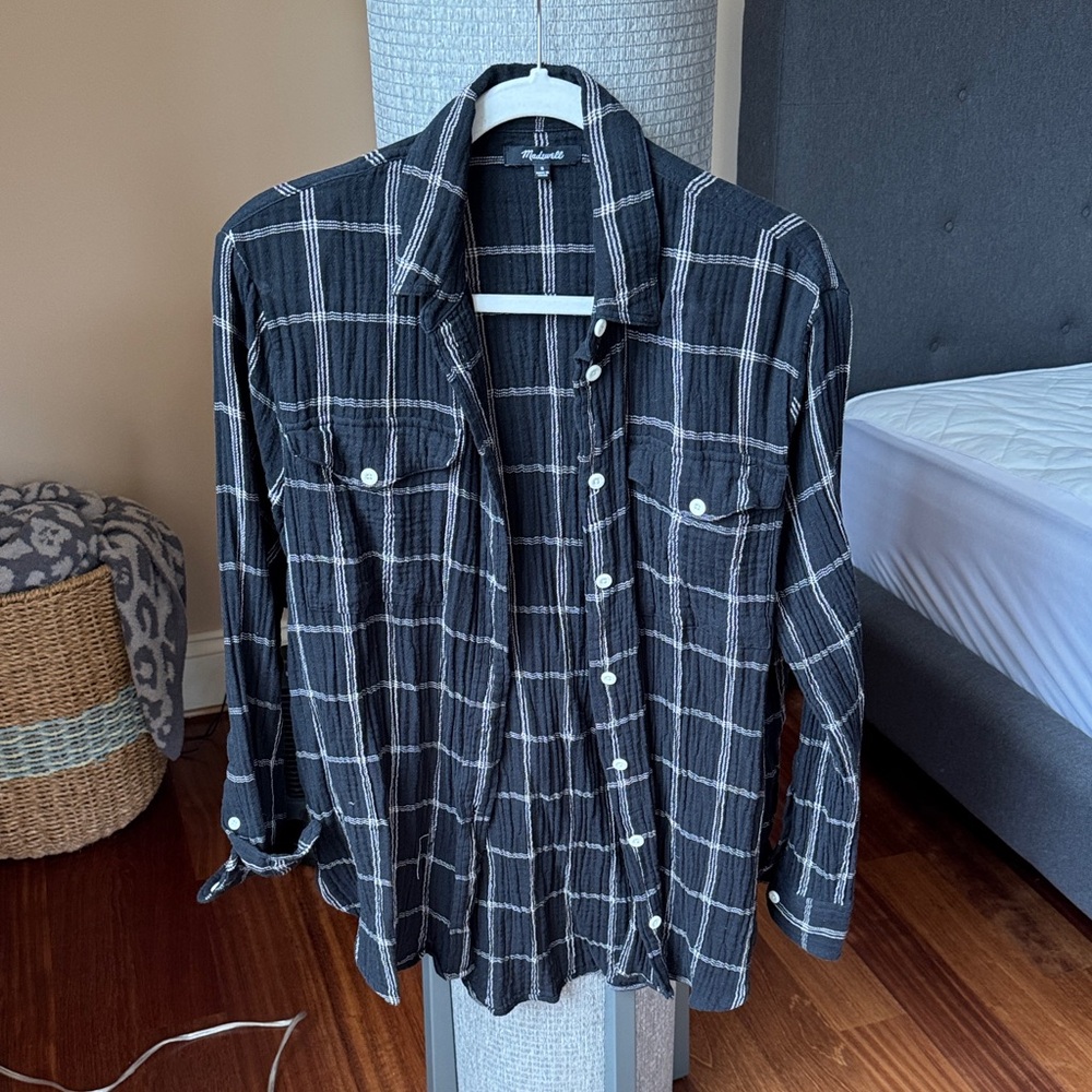 Madewell Black and White Checkered Shirt